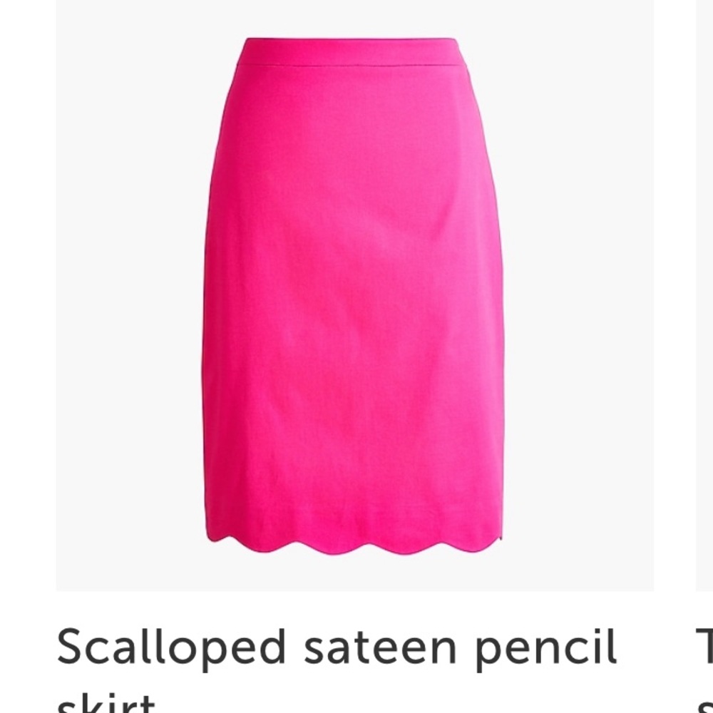 Scalloped sateen pencil skirt